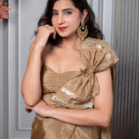 Golden Ready to Wear Saree With Bow