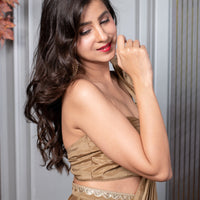 Golden Ready to Wear Saree With Bow