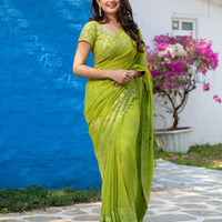 Fresh Green Multi colour Sequin Saree