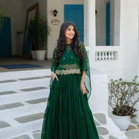 Bottle Green Cape Lehenga Choli