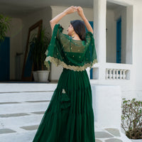 Bottle Green Cape Lehenga Choli