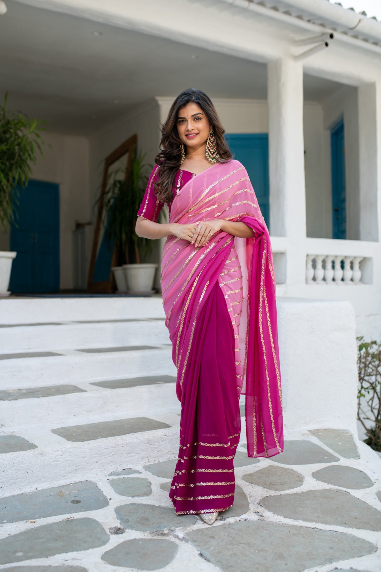 Wine Shaded Saree