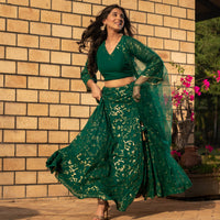 Rama Green All Over Work Lehenga