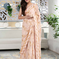 Light Peach Heavy Work Saree
