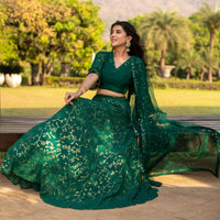 Rama Green All Over Work Lehenga