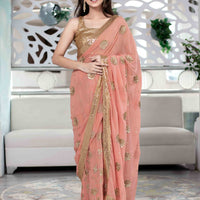 Peach Saree