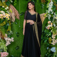 Black And Golden Daman Lehenga