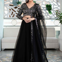 Black And Silver Lehenga