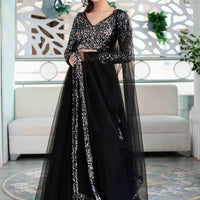 Black And Silver Lehenga