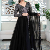 Black And Silver Lehenga