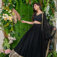 Black And Golden Daman Lehenga