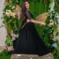 Black And Golden Daman Lehenga