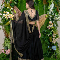 Black And Golden Daman Lehenga