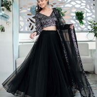 Black And Silver Lehenga