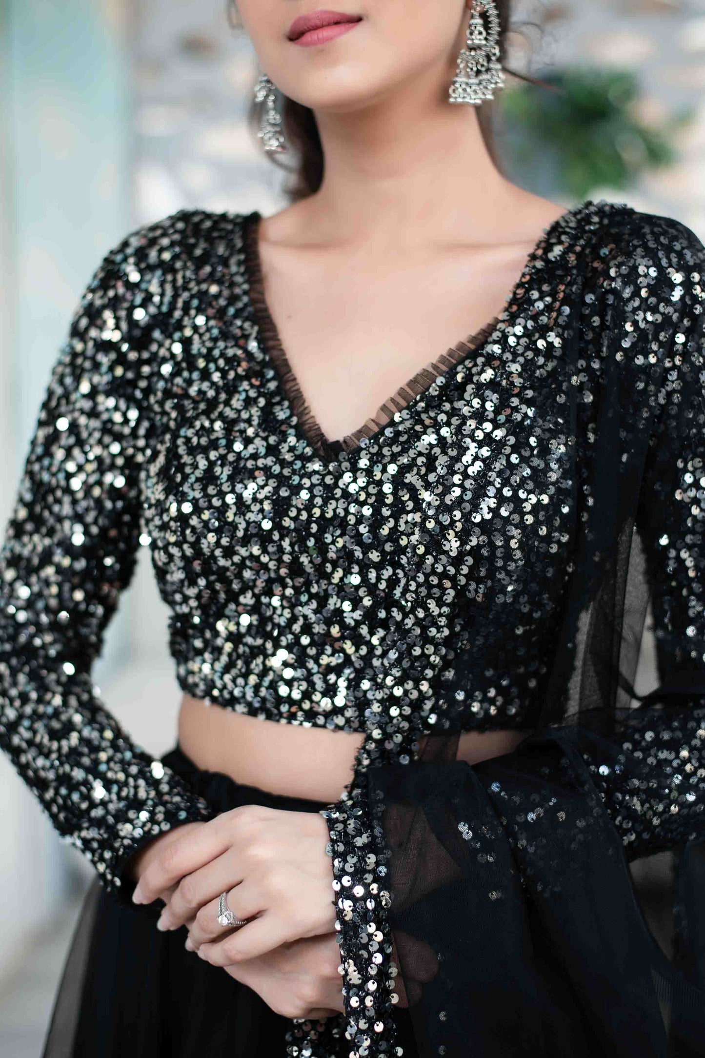 Black And Silver Lehenga