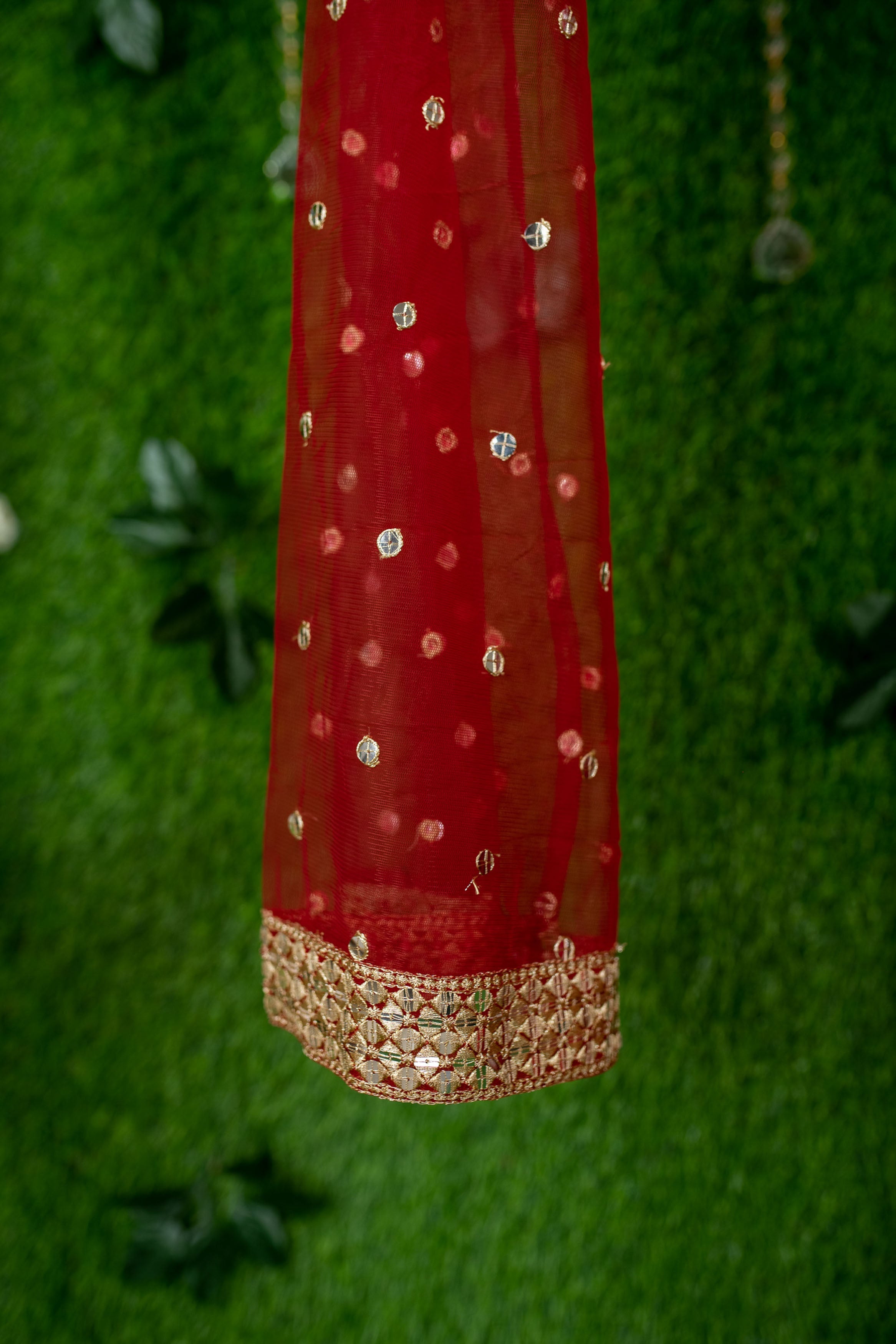 Red And Gold Lehenga Cape Sleeves