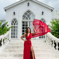Red Skirt Slit Saree