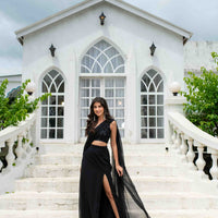 Black Skirt Slit Saree