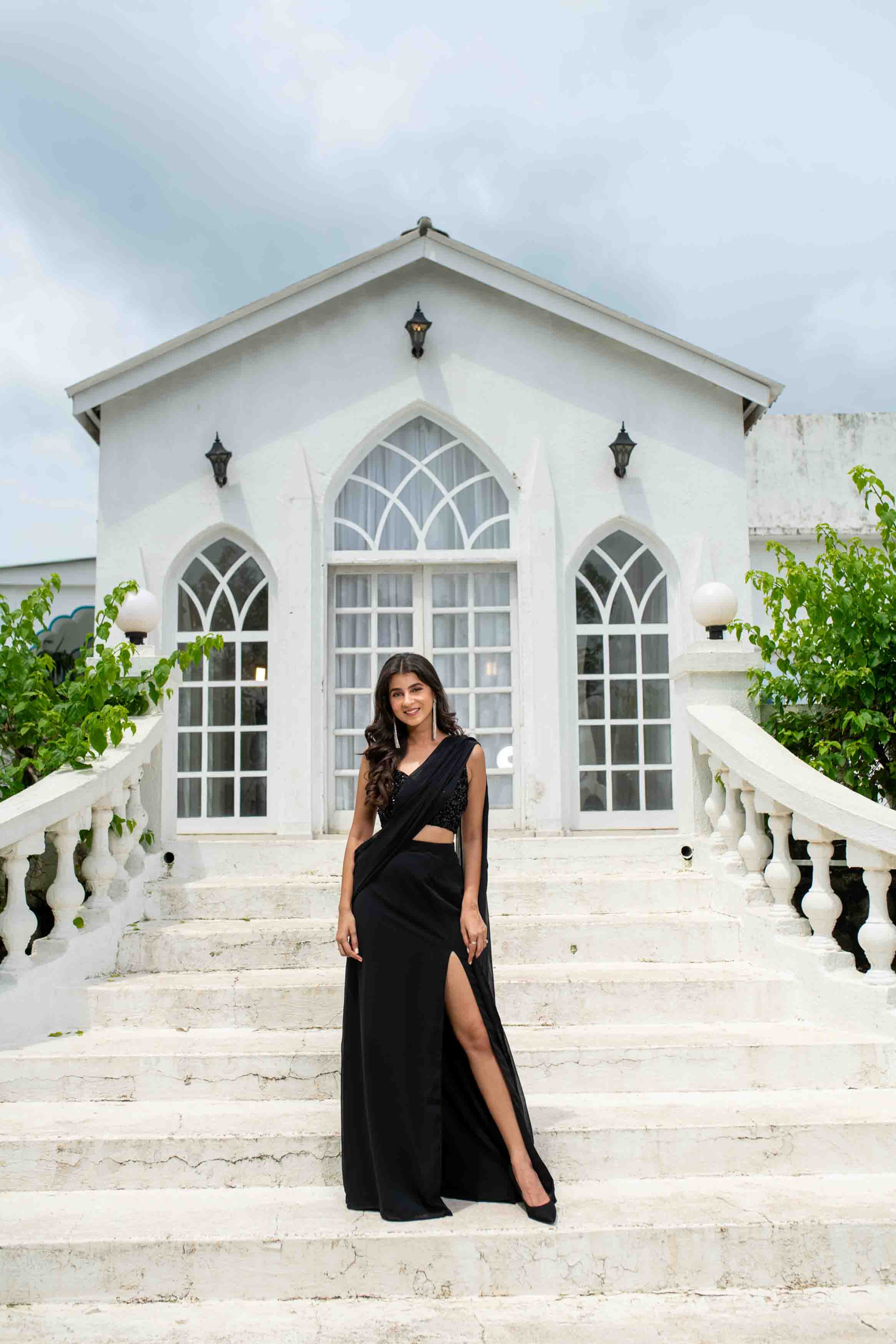 Black Skirt Slit Saree