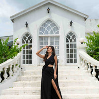 Black Skirt Slit Saree