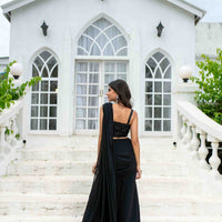 Black Skirt Slit Saree
