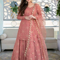 Mauve Long Kurta With Lehenga