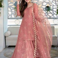 Mauve Long Kurta With Lehenga