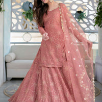 Mauve Long Kurta With Lehenga