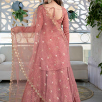 Mauve Long Kurta With Lehenga