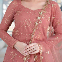 Mauve Long Kurta With Lehenga