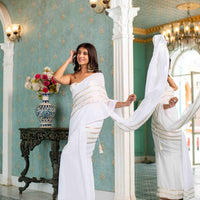 White Sequin Skirt Saree