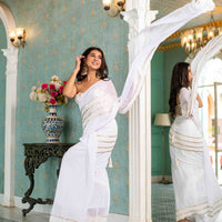 White Sequin Skirt Saree