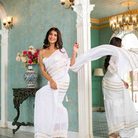 White Sequin Skirt Saree