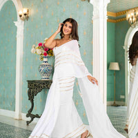White Sequin Skirt Saree