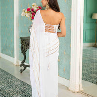 White Sequin Skirt Saree