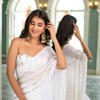 White Sequin Skirt Saree