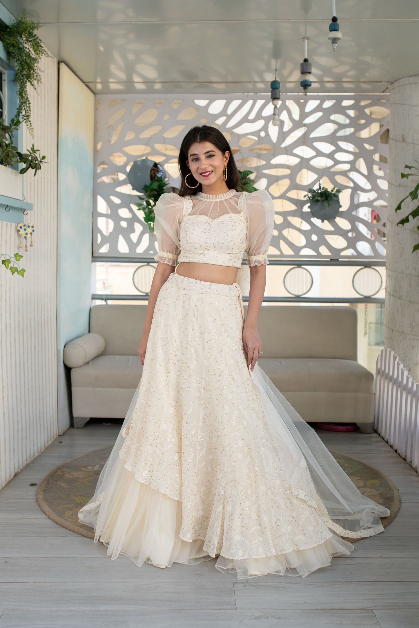 Cream Lehenga