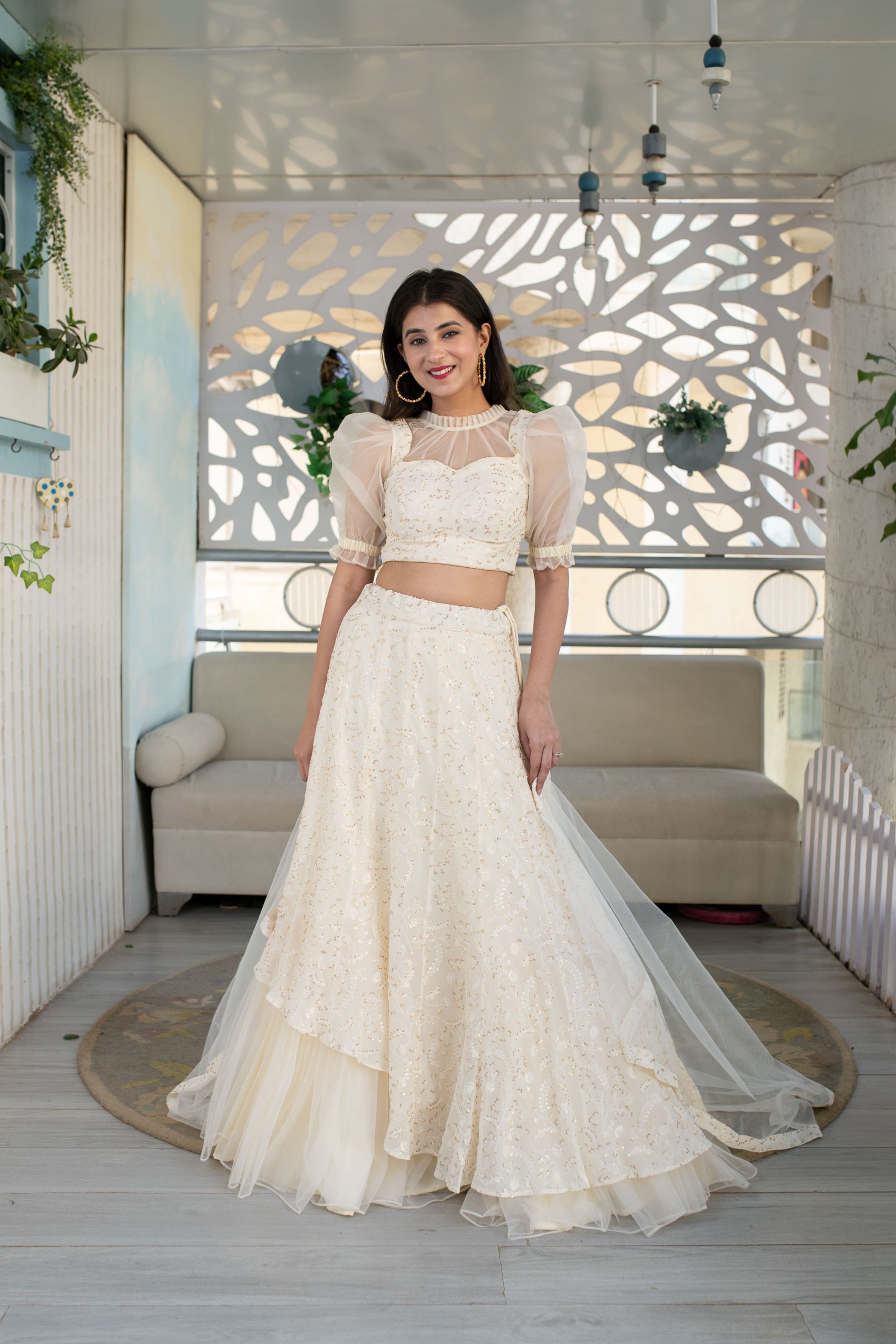 Cream Lehenga
