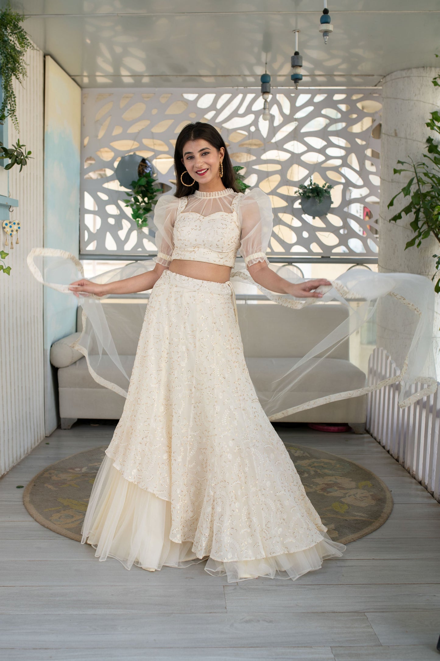 Cream Lehenga