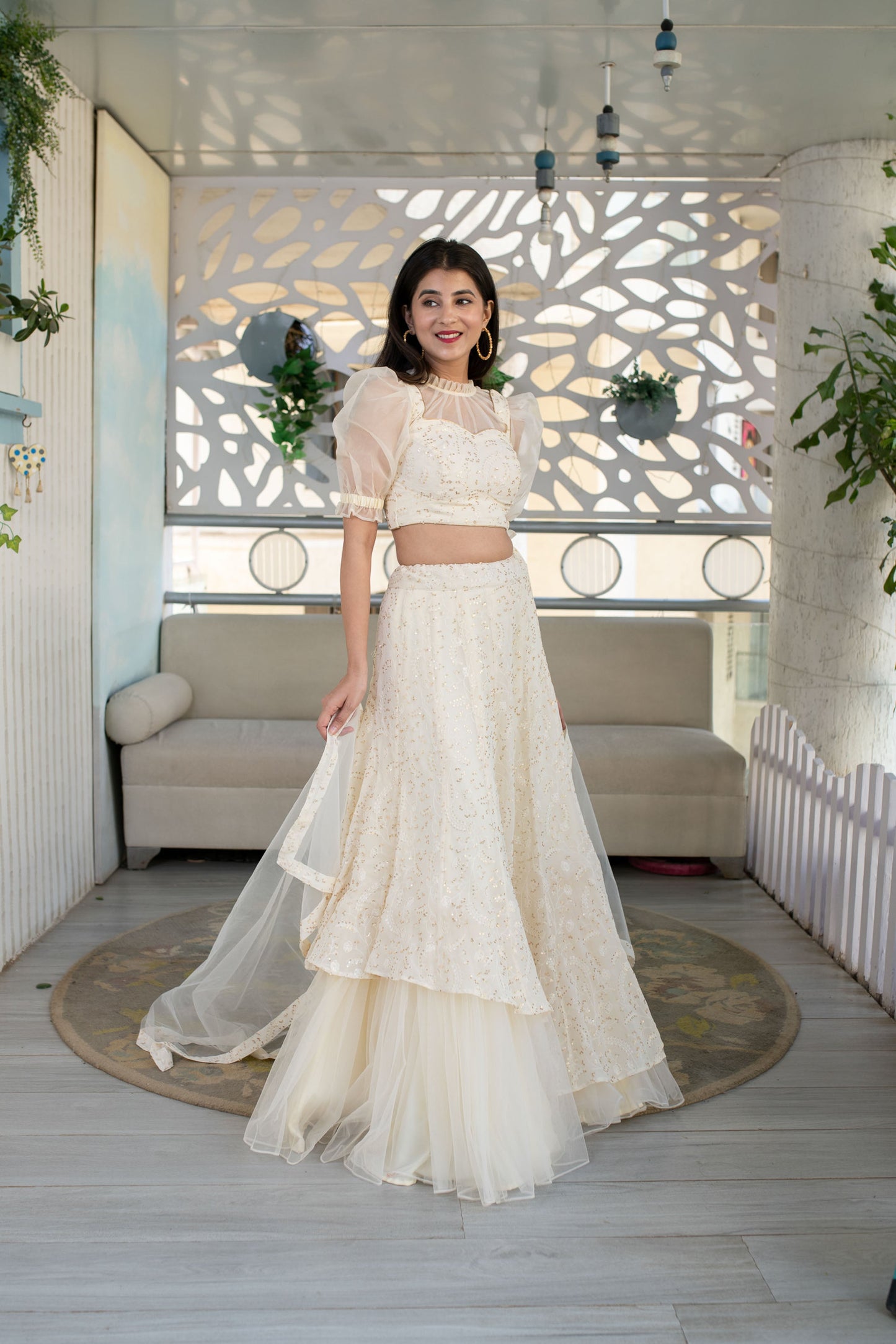 Cream Lehenga
