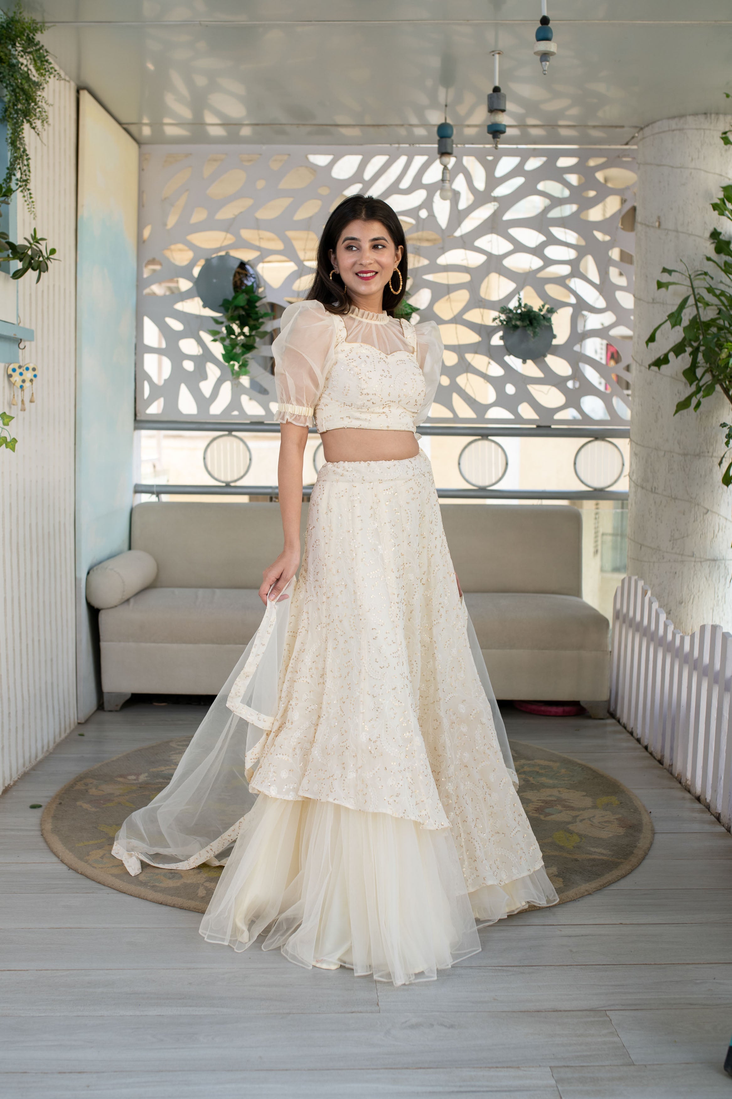 Cream Lehenga