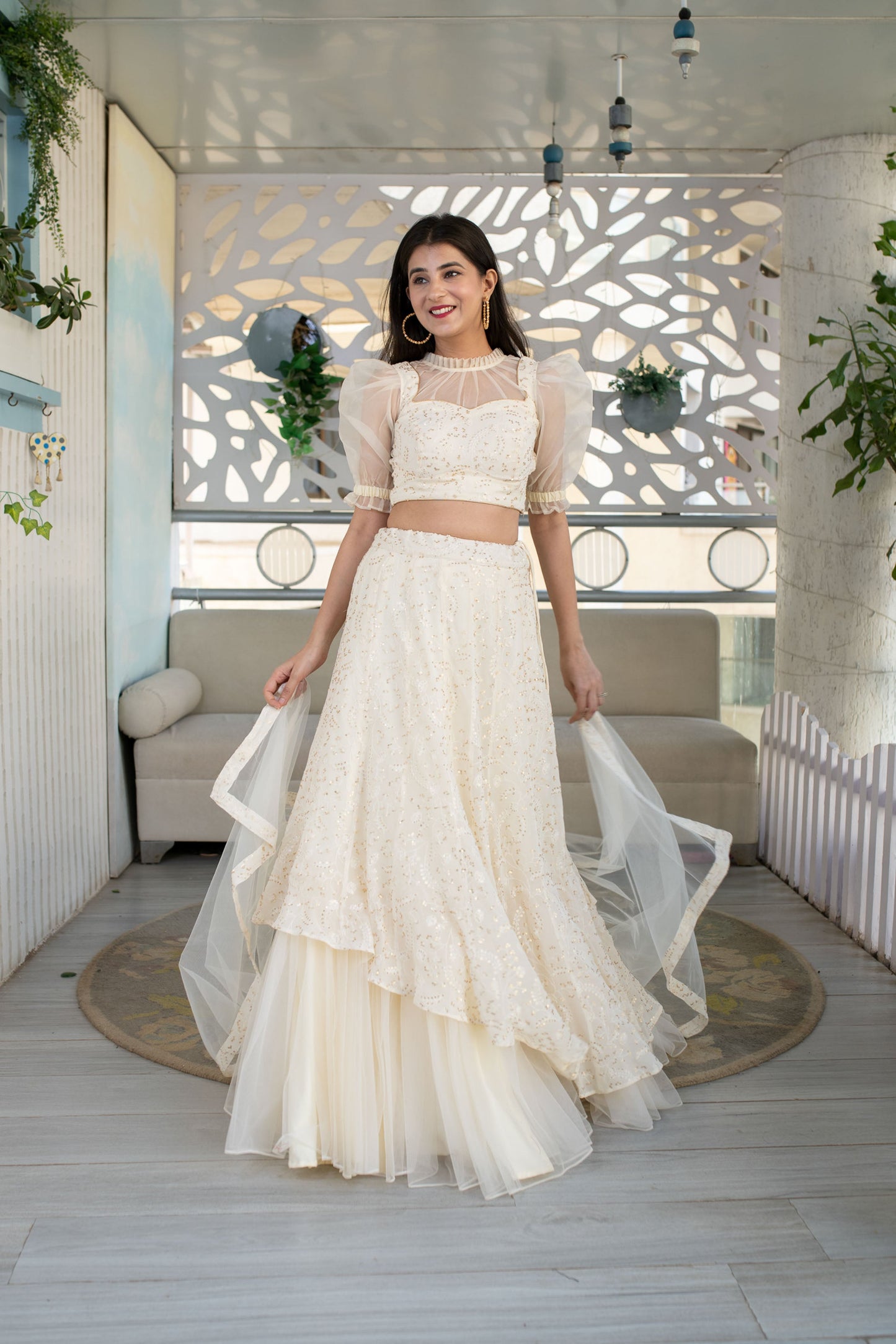 Cream Lehenga