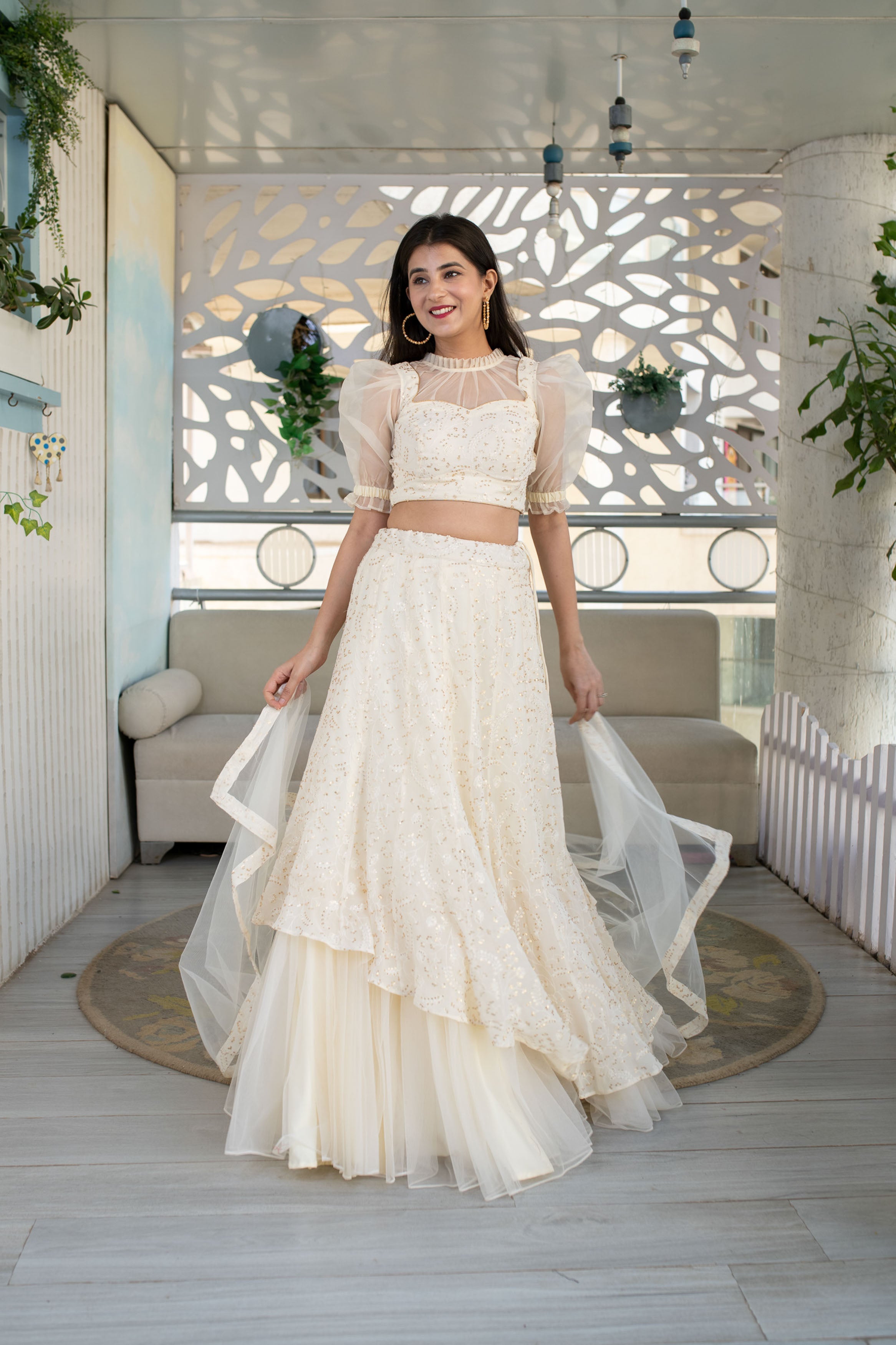 Cream Lehenga