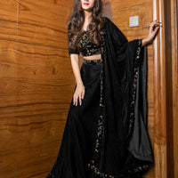 Black Sequin and Zari Work Velvet Lehenga