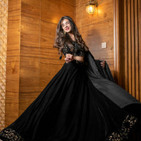Black Sequin and Zari Work Velvet Lehenga