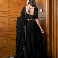 Black Sequin and Zari Work Velvet Lehenga