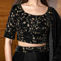 Black Sequin and Zari Work Velvet Lehenga