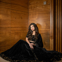 Black Sequin and Zari Work Velvet Lehenga