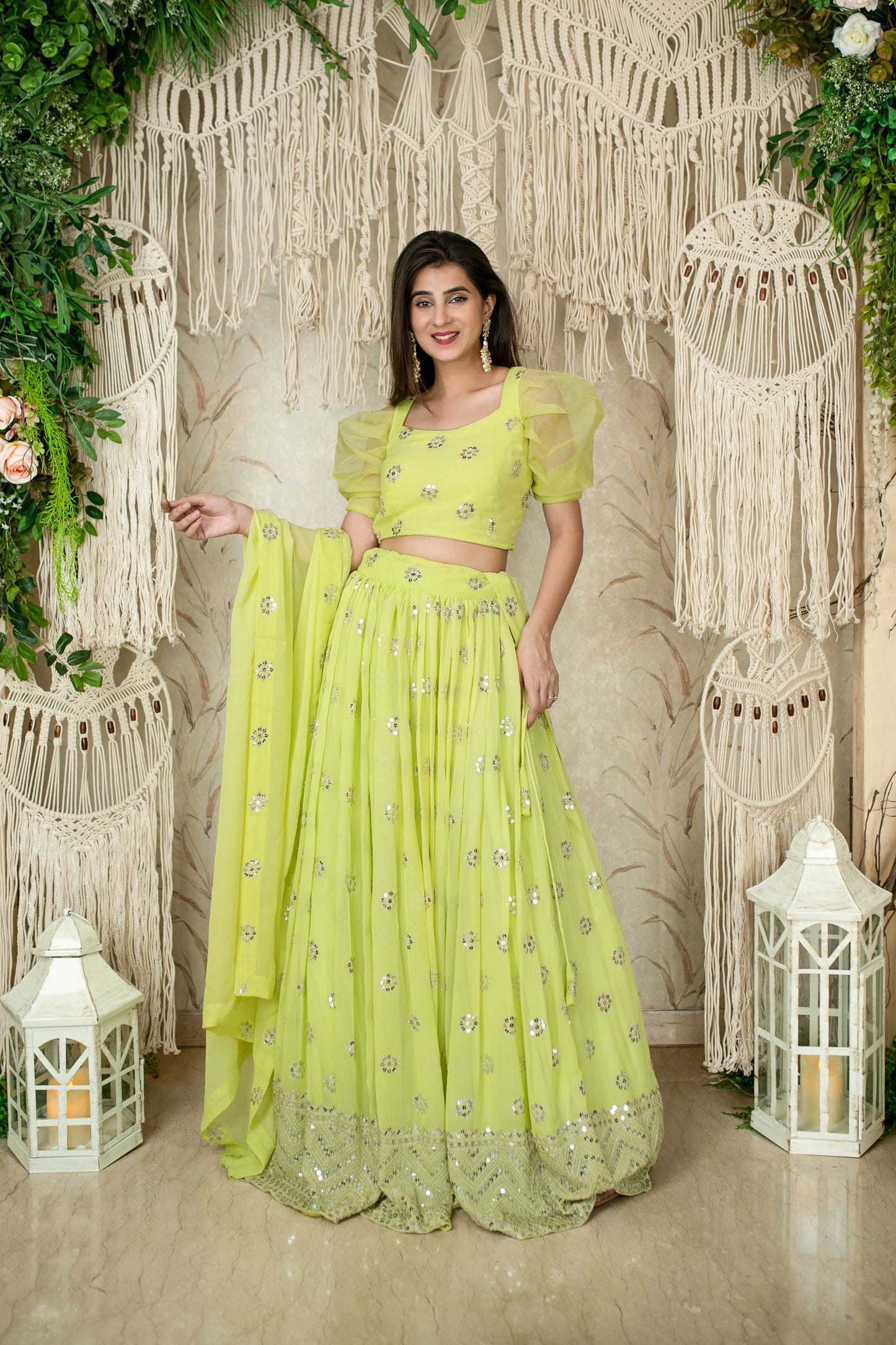 Monochrome Pastel Green Lehenga