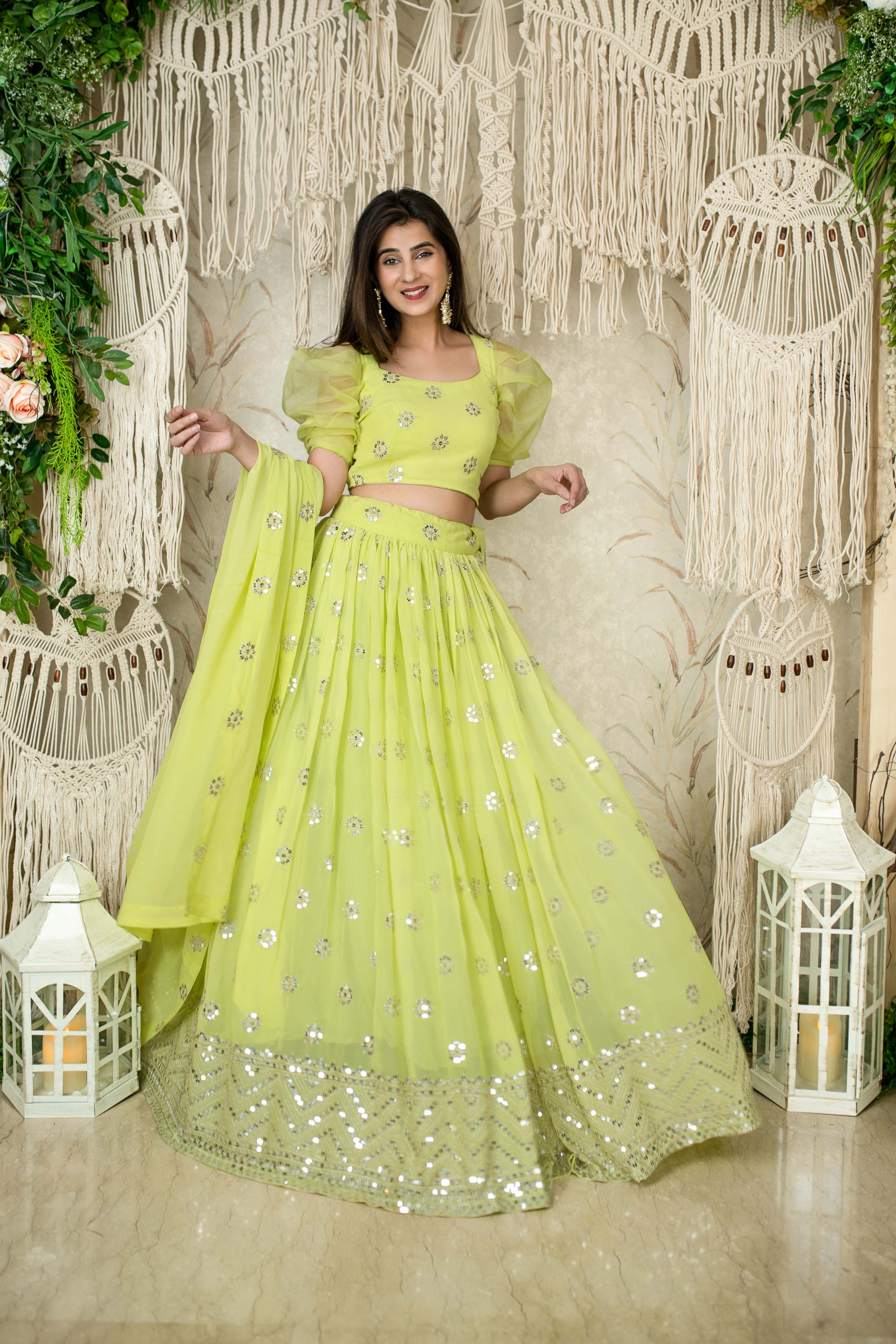 Monochrome Pastel Green Lehenga